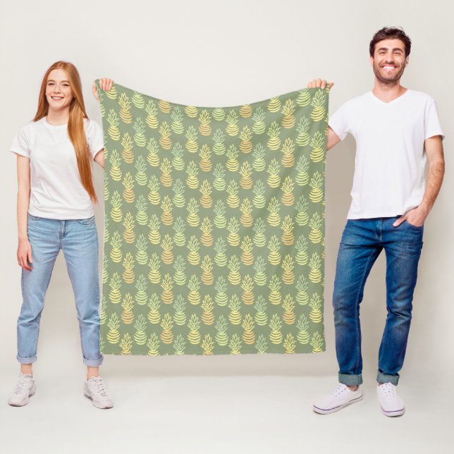 Bunter Sommer-Ananas-Frucht-Grün-Muster Fleecedecke (Beispiel)