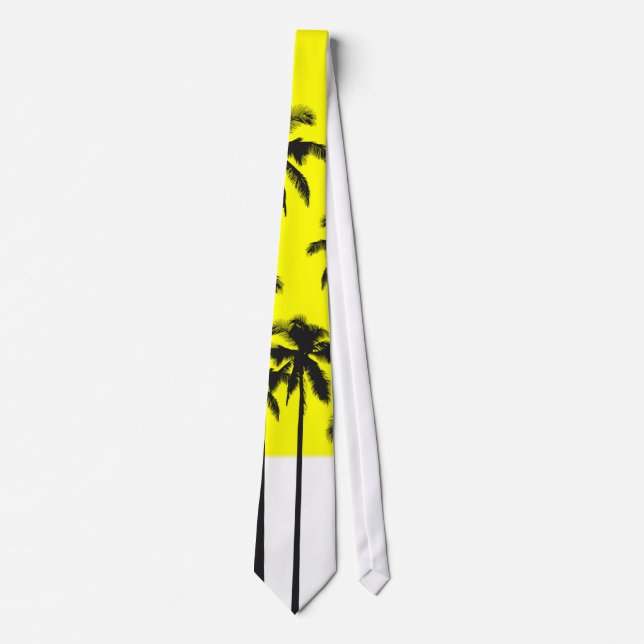 Bunter Sommer-gelbe u. tropische Neonpalmen Krawatte (Vorderseite)