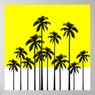 Bunter Sommer-gelbe u. tropische Neonpalmen Poster