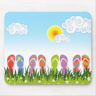 Bunter Sommergarten Flip Flops Spaß in der Sonne  Mousepad