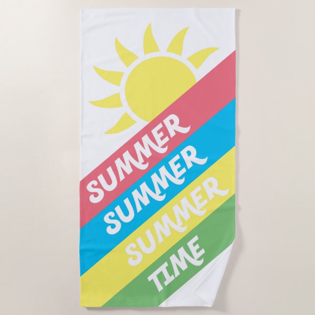 Bunter Sommerzeit-Sonnenschein und Streifen Strandtuch (Vorderseite)