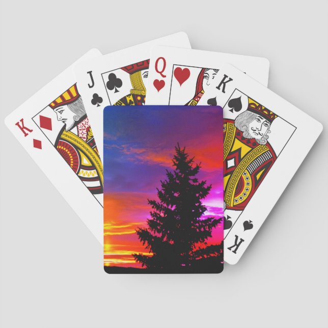 Bunter Sonnenuntergang-Spielkarten Spielkarten (Rückseite)