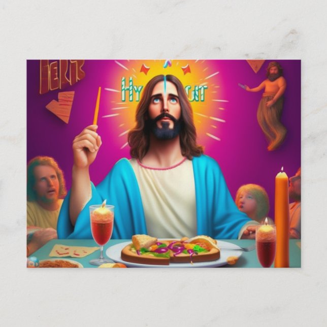 Bunter, sonniger Jesus zu seinem Geburtstag Postkarte (Vorderseite)