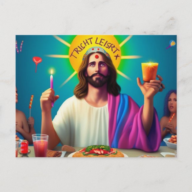 Bunter, sonniger Jesus zu seinem Geburtstag Postkarte (Vorderseite)