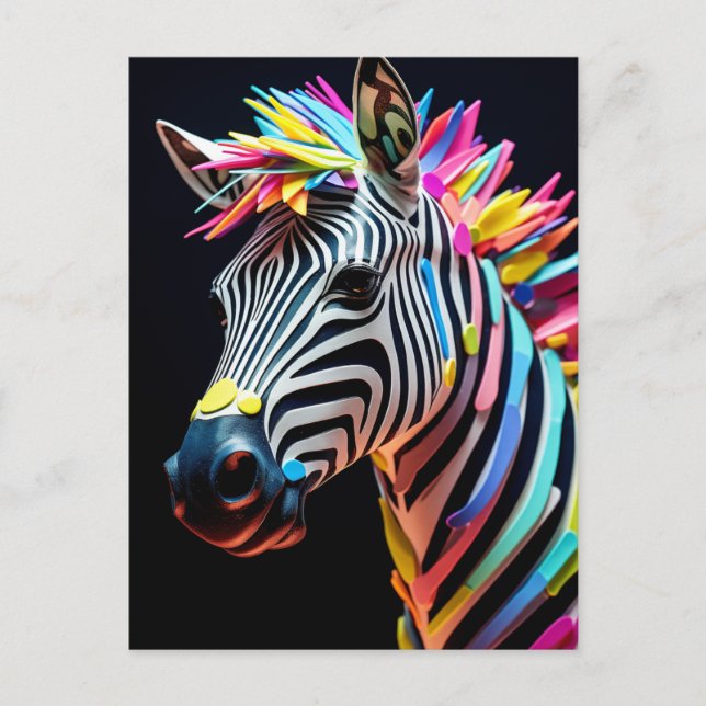 Bunter Spaß Zebra Postkarte (Vorderseite)