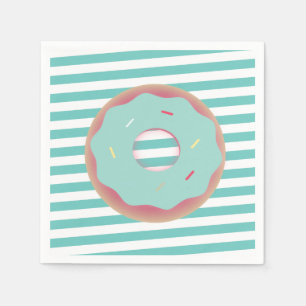 Bunter Spritzdonut-Streifen-Party Serviette