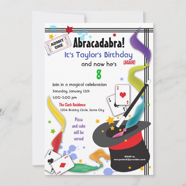 Bunter Spritzen-Spaß mit magischer Einladung (Vorderseite)