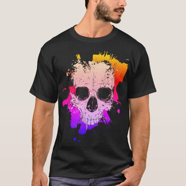 Bunter Spritzschädel T-Shirt (Vorderseite)