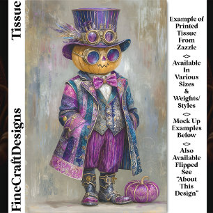 Bunter Steampunk-Kürbismann-Kunst DM8R Decoupage Seidenpapier