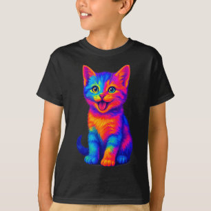 Bunter Süßer Katzenliebe Lustiger Farbiger Glückli T-Shirt