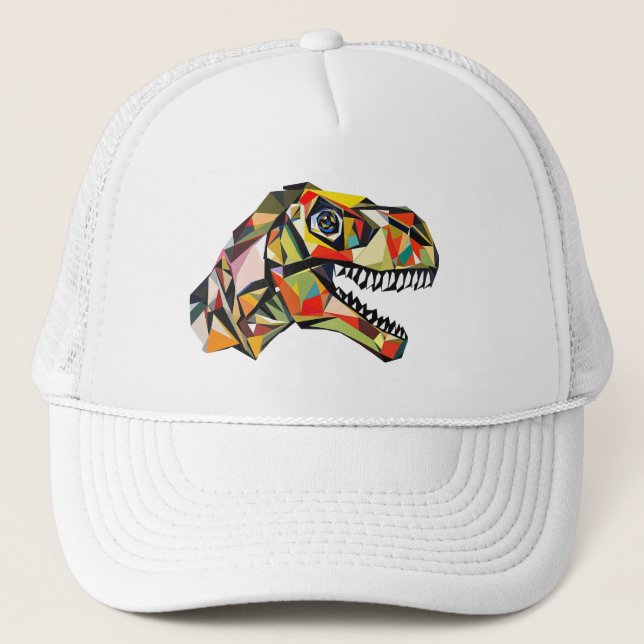 Bunter T-Rex Truckerkappe (Vorderseite)