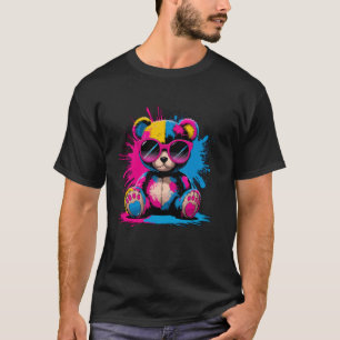 Bunter Teddybär mit Sonnenbrille T-Shirt