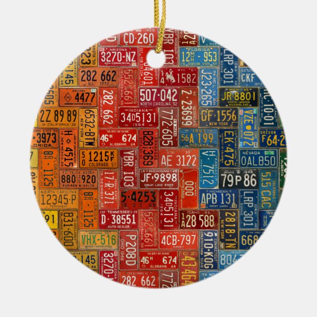 Bunter Teller von allen 50 Staaten Keramikornament (Vorne)