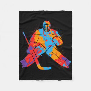 Bunter Torwart Hockeyspieler Jungen Eishockey  Fleecedecke