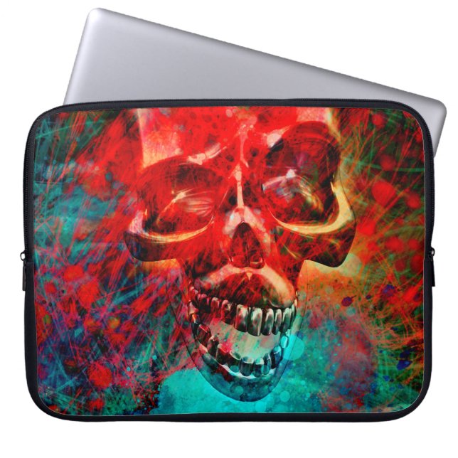 Bunter Totenkopf Laptopschutzhülle (Vorderseite)