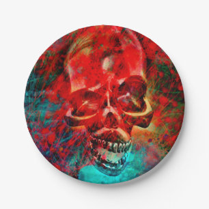 Bunter Totenkopf Pappteller