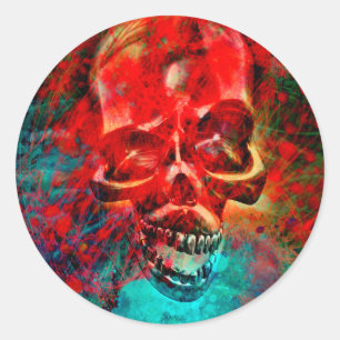 Bunter Totenkopf Runder Aufkleber