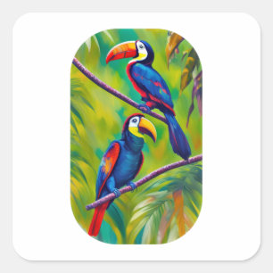 Bunter Toucan-Vogel-Kunst Quadratischer Aufkleber