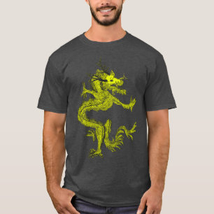 Bunter traditioneller chinesischer Drache in Blau T-Shirt