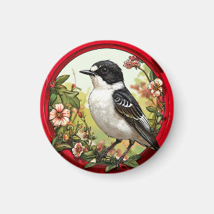 Bunter Trauerschnäpper Vogel Magnet