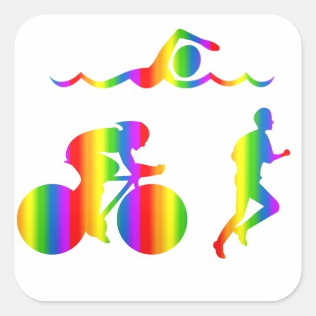 Bunter Triathlon Regenbogen Sticker (Vorderseite)