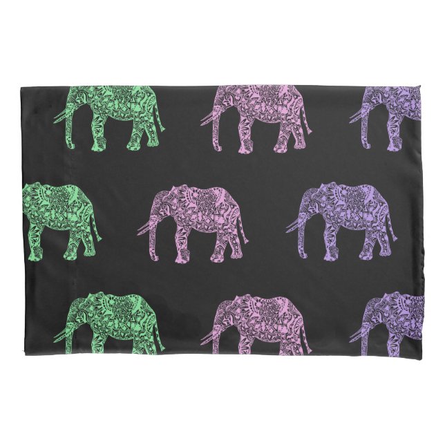 bunter, tribal floral boho Elefantenmuster Kissenbezug (Vorderseite)