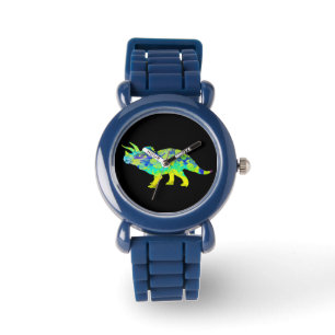 Bunter Triceratops-flippige Juradinosaurier-Kunst Armbanduhr