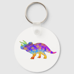 Bunter Triceratops-niedliche Juradinosaurier-Kunst Schlüsselanhänger