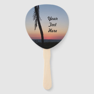 Bunter tropischer Sonnenuntergang auf Handfans Fächer