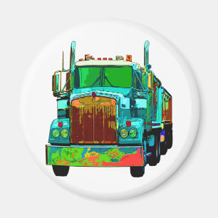 Bunter Türkis-halb LKW Magnet