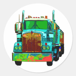 Bunter Türkis-halb LKW Runder Aufkleber