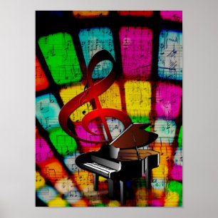 Bunter und toller dreifacher Clef und Klavier Poster