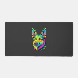 Bunter Vektorporträt eines Neon-Hundes Schreibtischunterlage