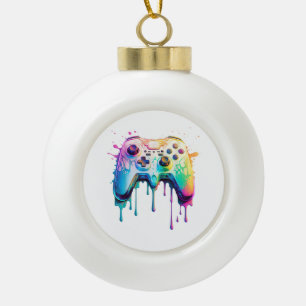 Bunter Videospiel-Liebhaber Grafik für Gamer Keramik Kugel-Ornament