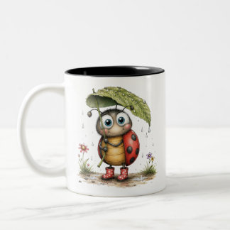 Bunter Vintage-Marienkäfer-Becher Whimsical Coffee Zweifarbige Tasse
