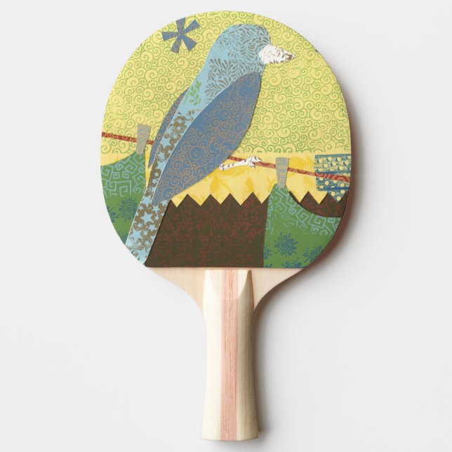 Bunter Vogel auf einem Draht Tischtennis Schläger (Vorderseite)