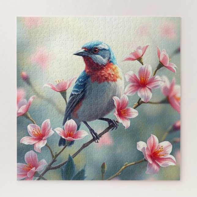 Bunter Vogel Blumen Puzzle (Vertikal)