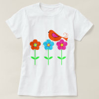 bunter Vogel mit bunten Blumen