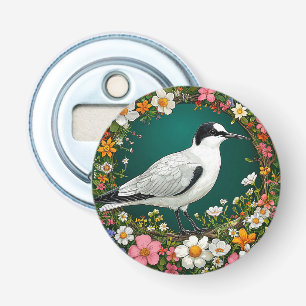 Bunter Vogel mit floralem Rahmen Flaschenöffner