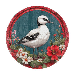 Bunter Vogel mit floralem Rahmen Schneidebrett