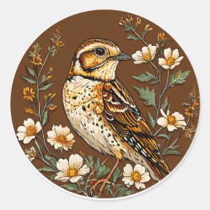 🐦 Bunter Vogel Natur Kunst Helle Illustration Runder Aufkleber