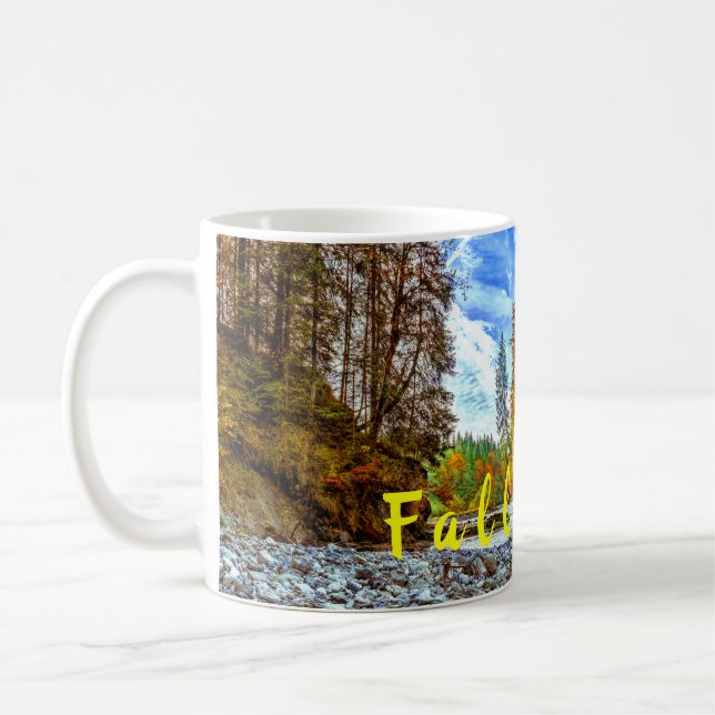 Bunter Waldherbst-Fall-Baum-Fluss Kaffeetasse (Links)