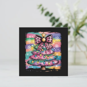 Bunter Weihnachtsbaum Coquette Preppy Rosa Mädchen Feiertagskarte