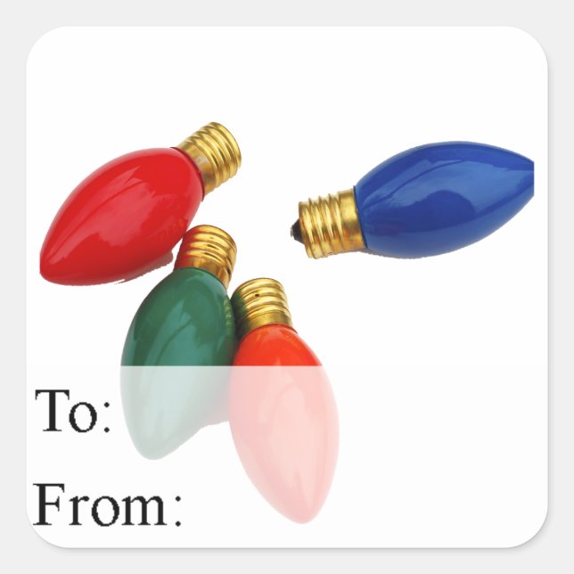 Bunter Weihnachtsbirnen-Geschenk-Umbau Quadratischer Aufkleber (Vorderseite)