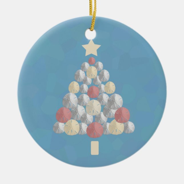 Bunter Weihnachtssand-Dollar-Baum Keramikornament (Vorne)
