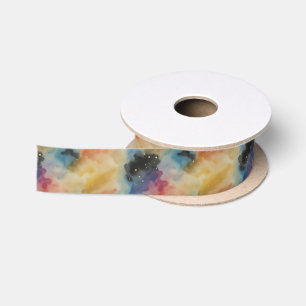 Bunter Weltraum mit Galaxie und Sternen Satinband
