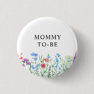Bunter Wildblumen-Baby-Shower-Feier Button