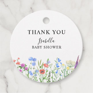 Bunter Wildblumen-Baby-Shower-Feier Geschenkanhänger