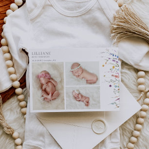 Bunter Wildblumen-Babys-Foto-Ankündigungs-Karte Einladung