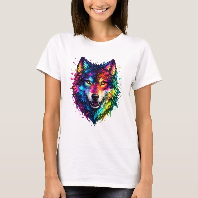Bunter Wolf T-Shirt (Vorderseite)